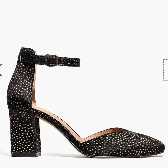 Madewell the Dove Sandal in Metallic Dot Calf Half Block High Heel Women's 10 - Picture 1 of 14